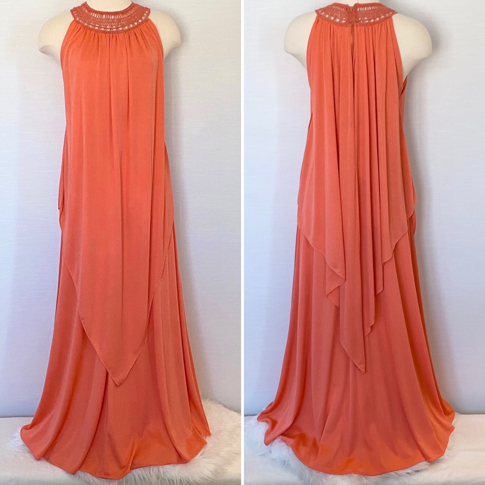 Vintage I.Magnin 70s Grecian Goddess Flowy Maxi Gown Halter Slip Dress Kaftan - Picture 1 of 11